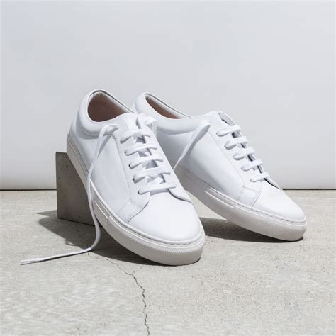 all white leather sneakers.